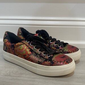 Steve Madden Black and Pink Floral Sneakers